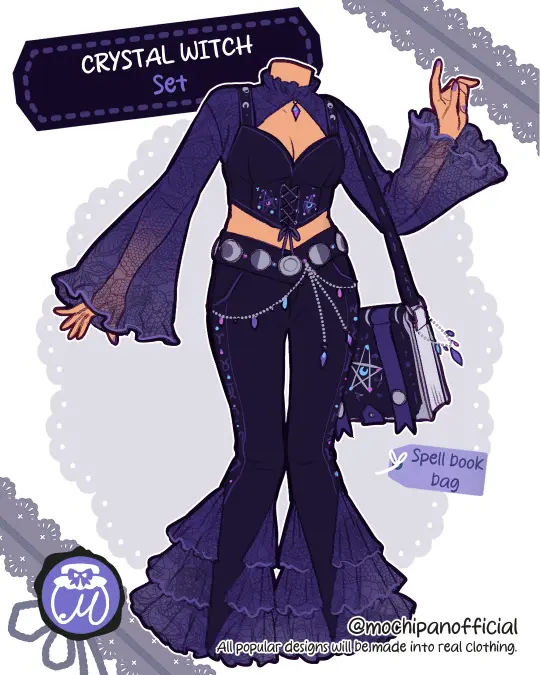 (Interest Check) Crystal Witch Outfit Set & Book Bag