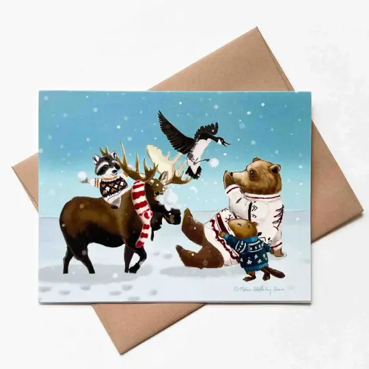 Snowball Fight Christmas Card