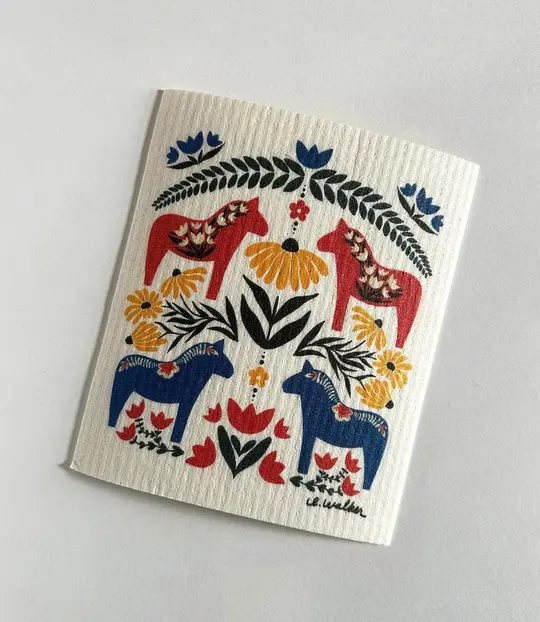 Dala Horse Swedish Dishcloth