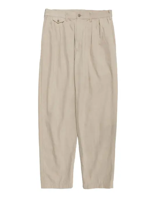 Beams Plus Lost & Found 2Pleats Trousers Cotton Linen Khaki