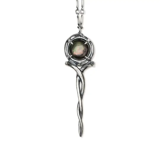 Staff of Hermes. Black Mother of Pearl Necklace.