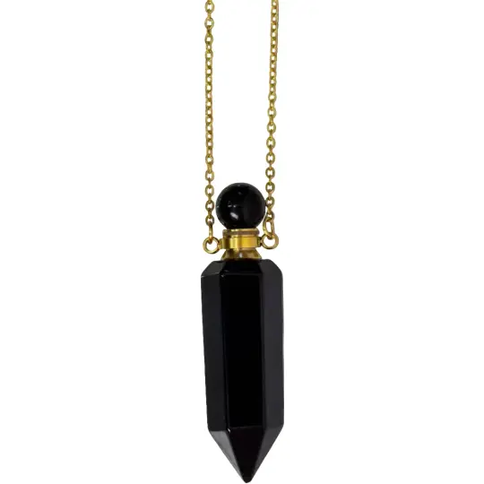 Black Obsidian Perfume Bottle Necklace