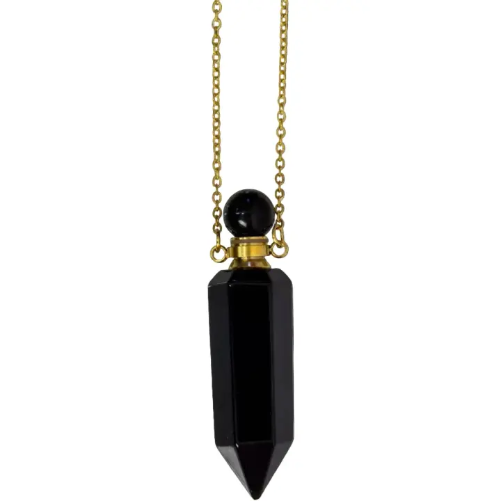 Black Obsidian Perfume Bottle Necklace