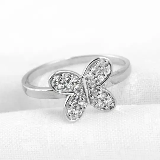 Simple Silver Butterfly Ring