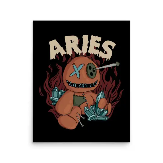 Aries Voodoo Doll Poster - Gothic Zodiac Wall Art