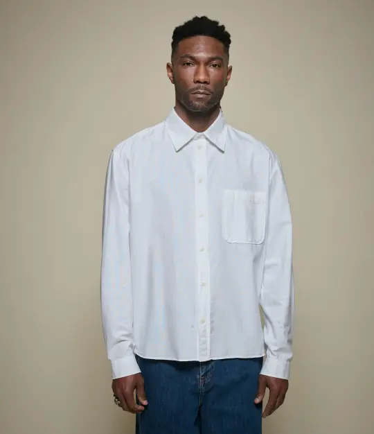 Modern-Cut Cotton Oxford Long Sleeve Shirt