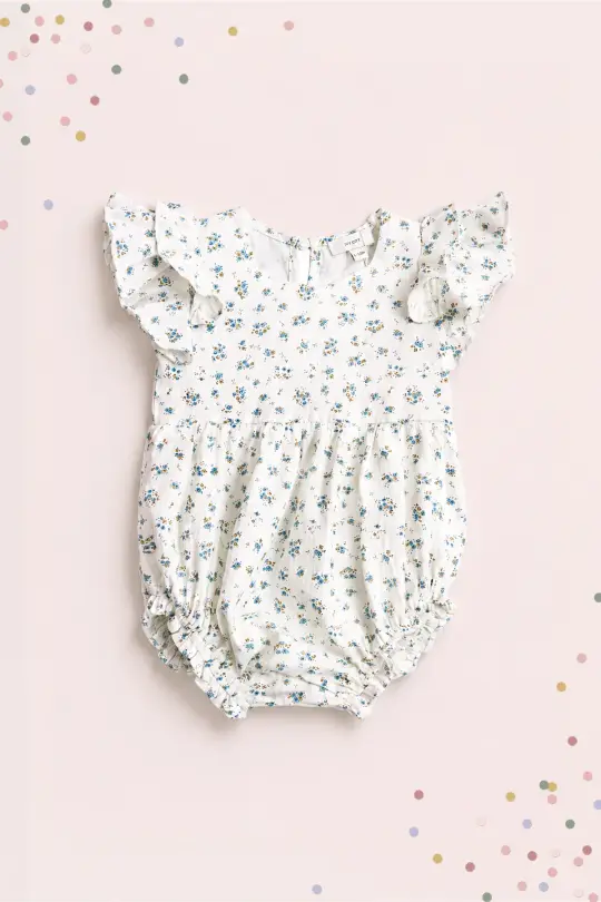Baby Hattie Romper in Madeline Blue