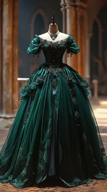 Green off-the-shoulder fitted waist slim-fitting ball gown with a full skirt R7199