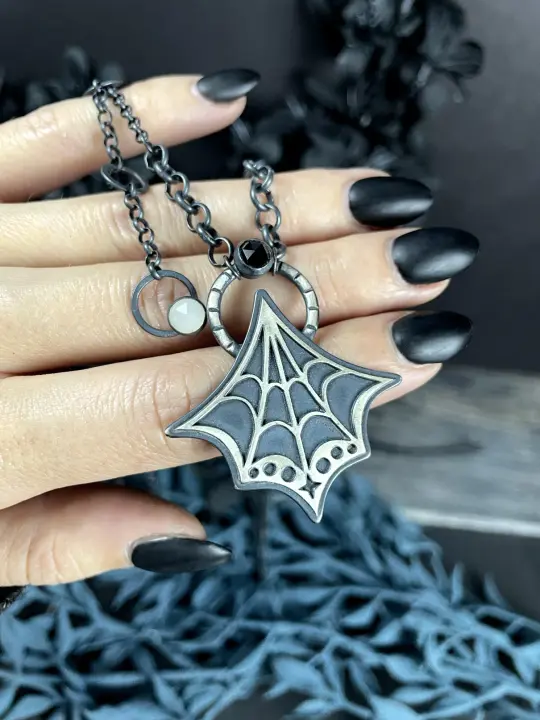 Star Weaver Necklace with Black Spinel
