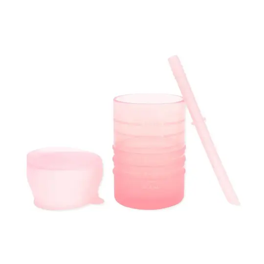Silicone Straw Cup with Lid: Pink