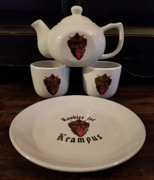 Krampus tea set & cookie plate