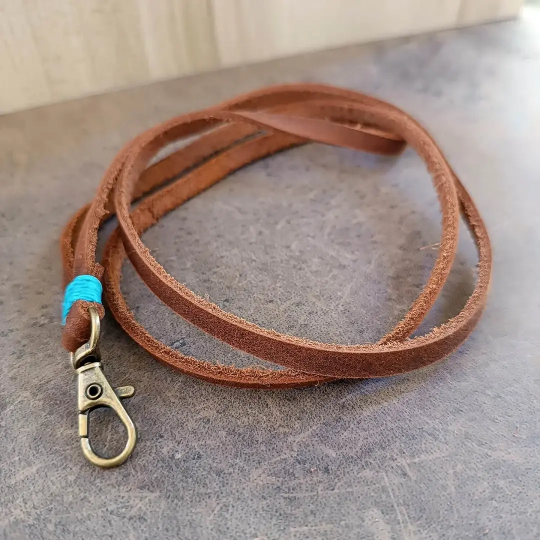 Professional Leather Lanyard | Chocolate Brown ID Badge & Key Holder