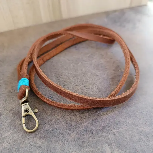 Professional Leather Lanyard | Chocolate Brown ID Badge & Key Holder
