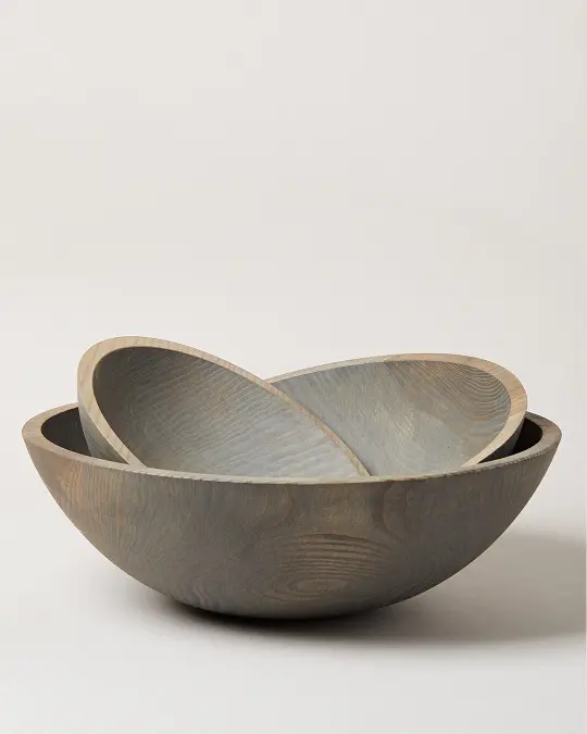 Crafted Wooden Bowls - Grey