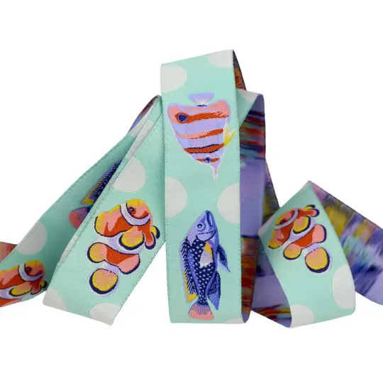 Floral Reef School Crossing in Marine 1in x 15yd