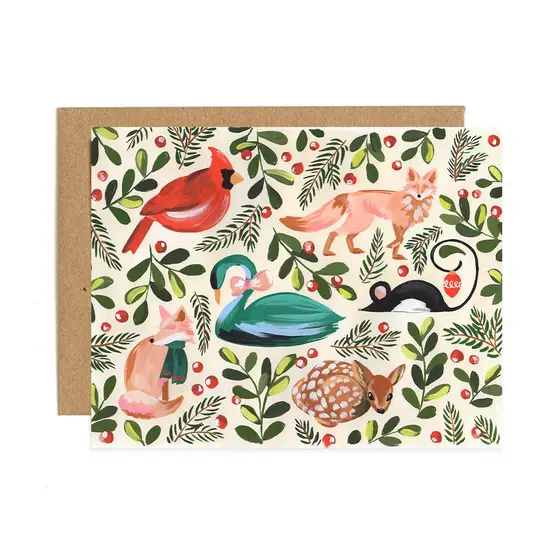 Holiday Animals Christmas Greeting Card