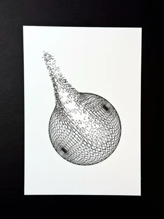 Sphere Break  — 5x7" pen plot