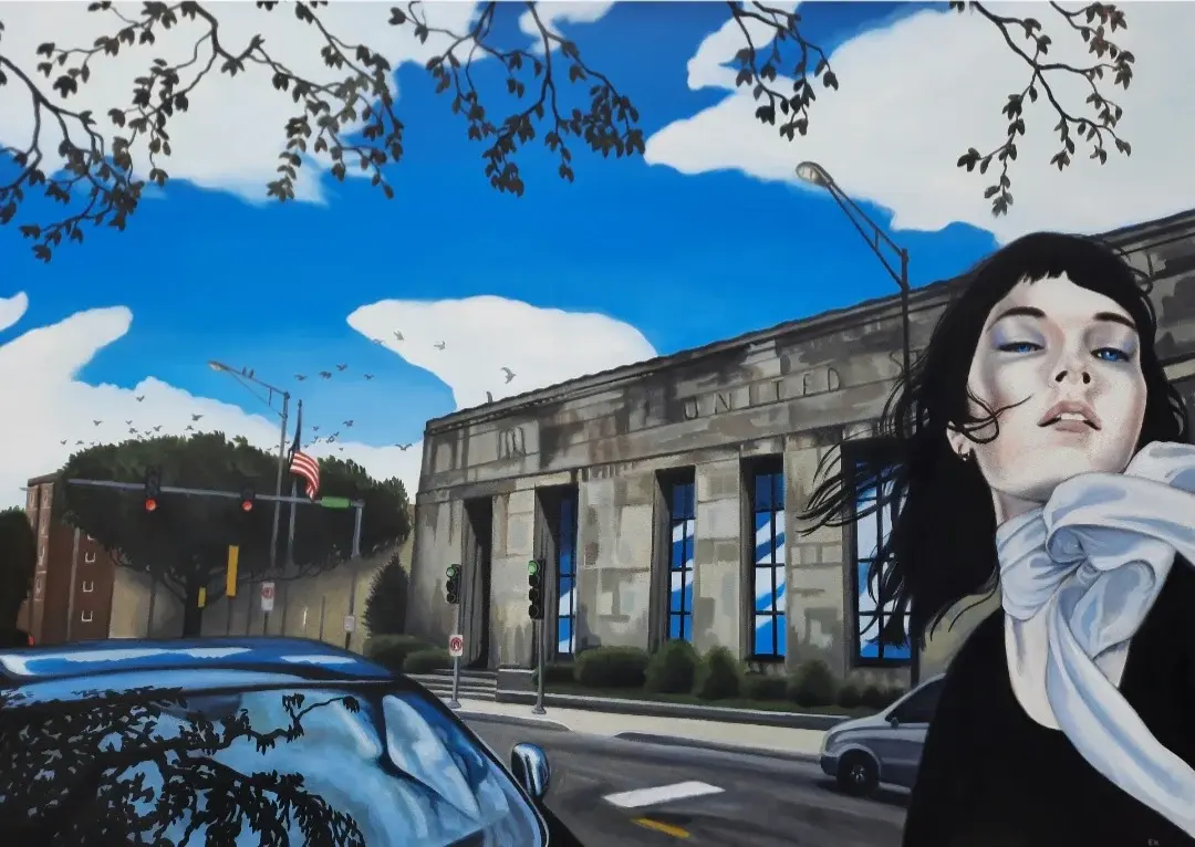 "Lake Street Post Office" oil painting - Andrew Ek