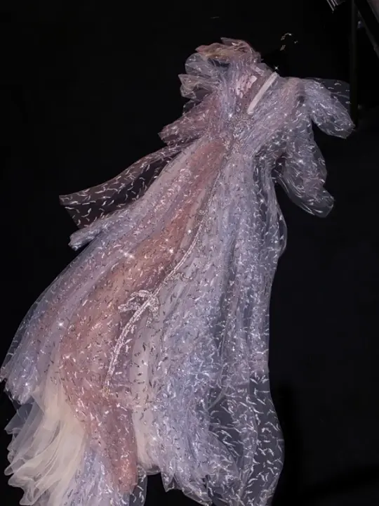 Light pink round neck fitted waist long ball gown/bridal dress R8805