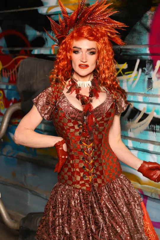 Marie Overbust in Slipping Checkers - The "Ensembled in Embers" Collection