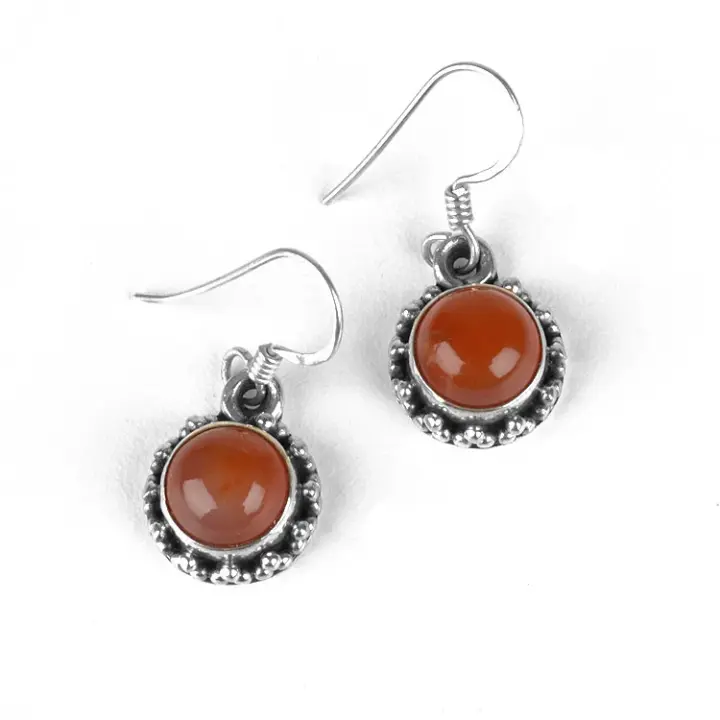 Round Carnelian Gemstone Earrings