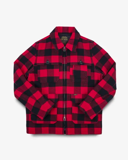Wool Buffalo Check Hunting Jacket - Red