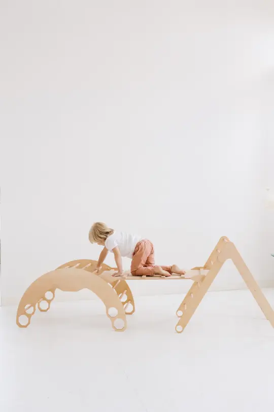 Pikler Triangle Set: Arch, Triangle & Ramp with slide
