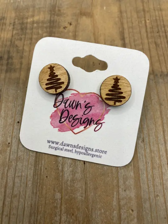 Swirl Christmas Tree Stud