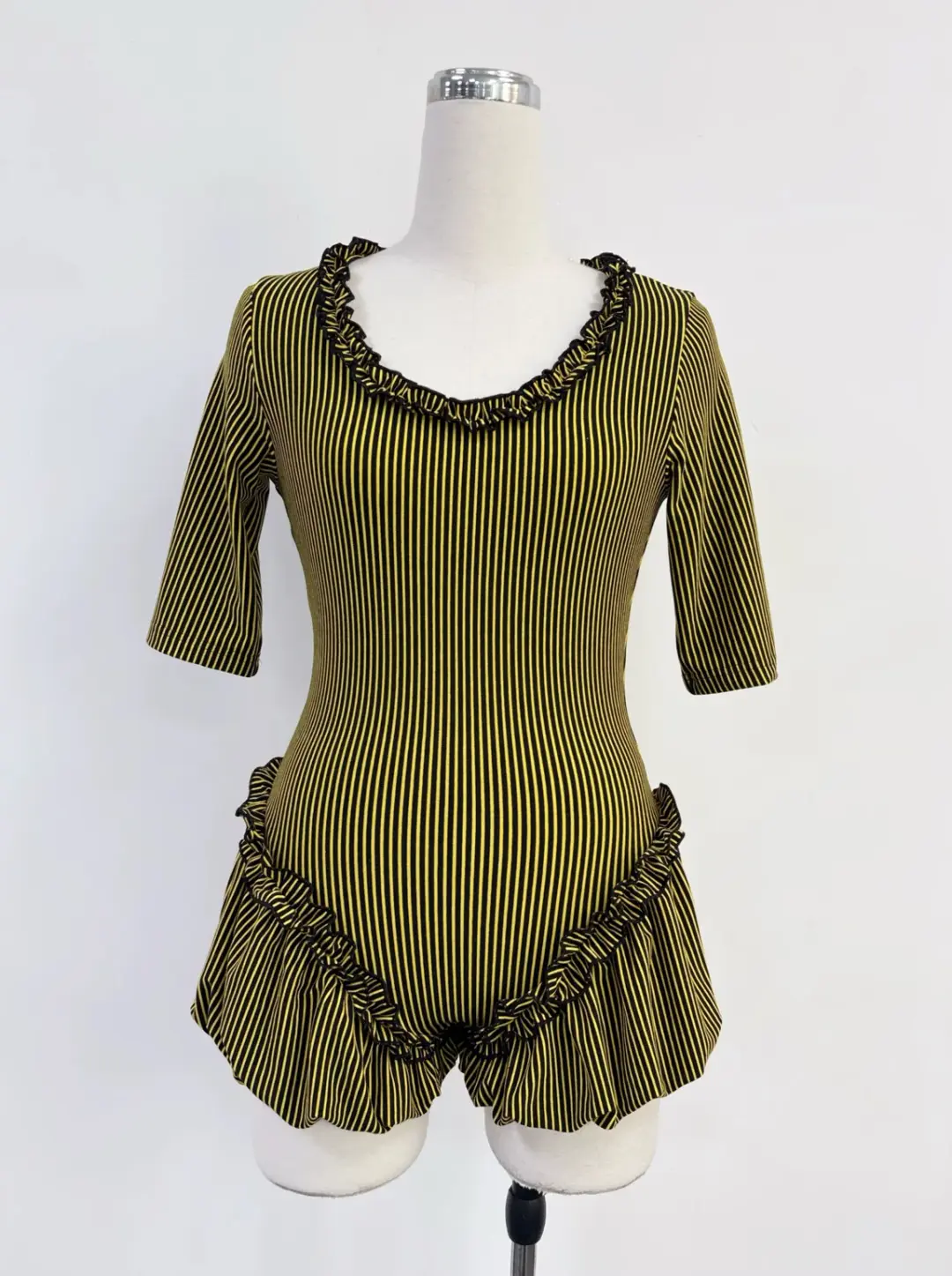 SAMPLE #419 - S Stripe Jester Romper - Sexy Bee