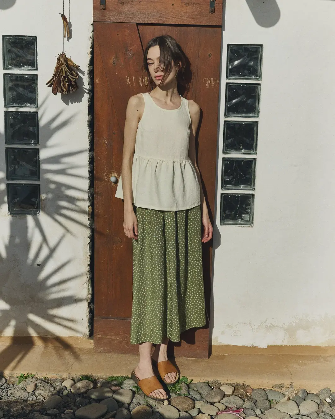 R: EZE linen peplum top (Color: Oat Milk; Size: XS)
