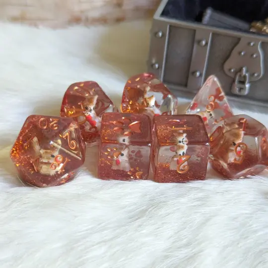 Squirrel Dice Set – 8-Piece Animal DnD Dice with Paw D6 | Fennek & Finch