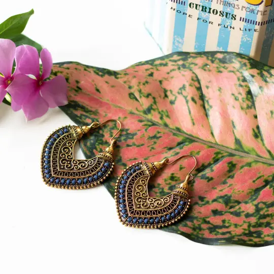 Mandala Brass Earrings Heart
