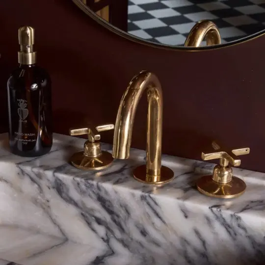 Unlacquered Brass Deck Mounted Faucet