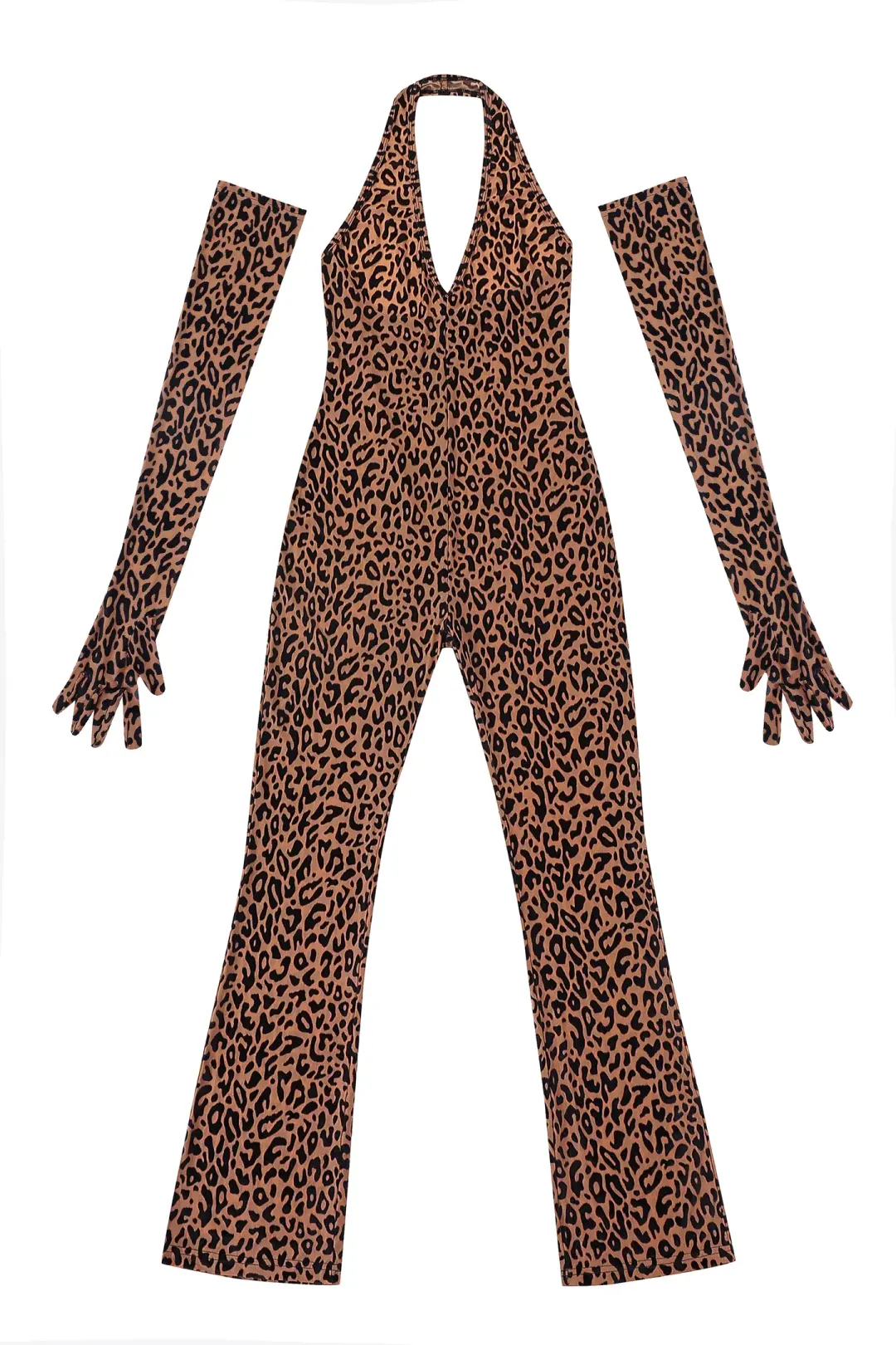 New Jersey Leopard Halter Jumpsuit with Gloves