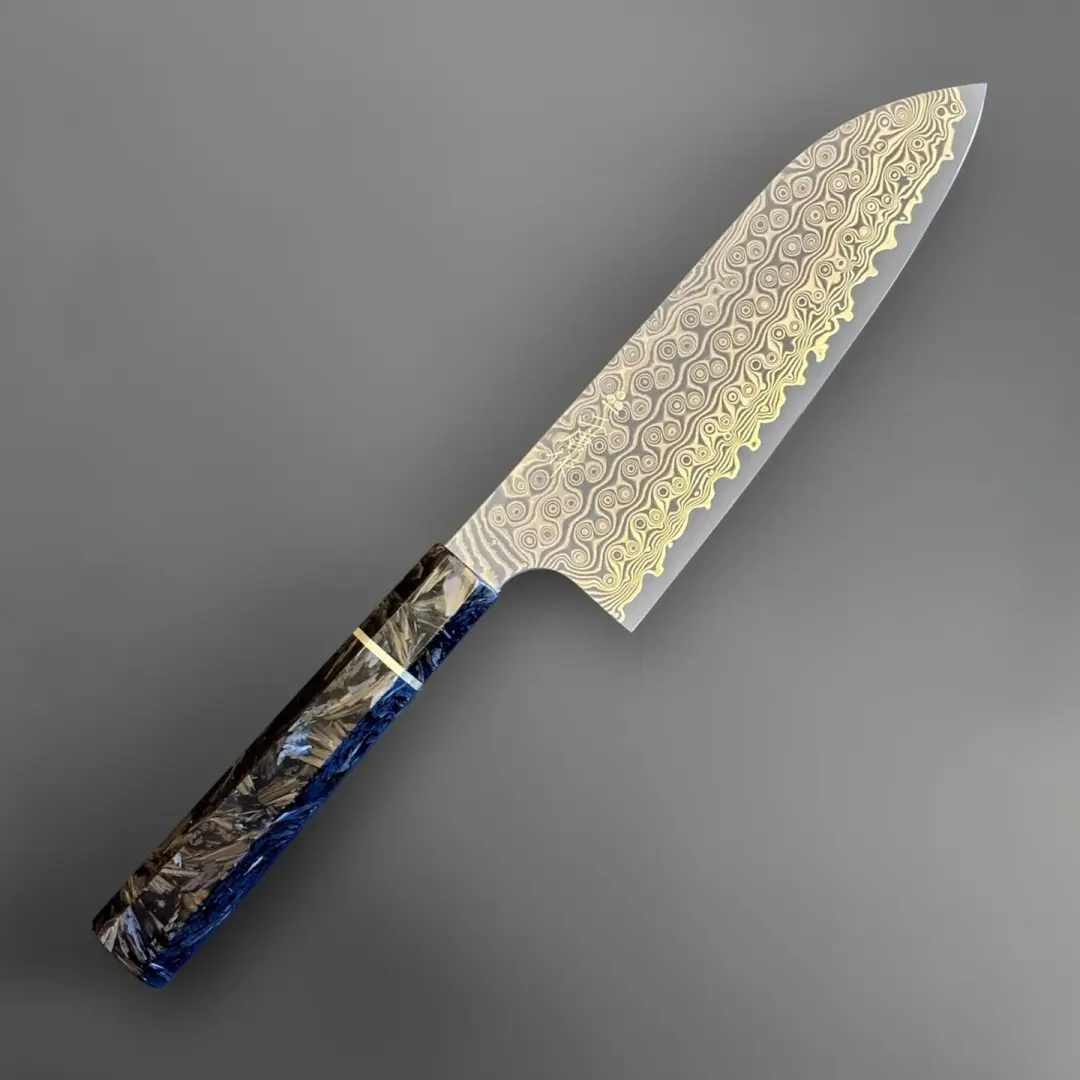Nigara Anmon Damascus SG2 Santoku with Carbon FIber Handle