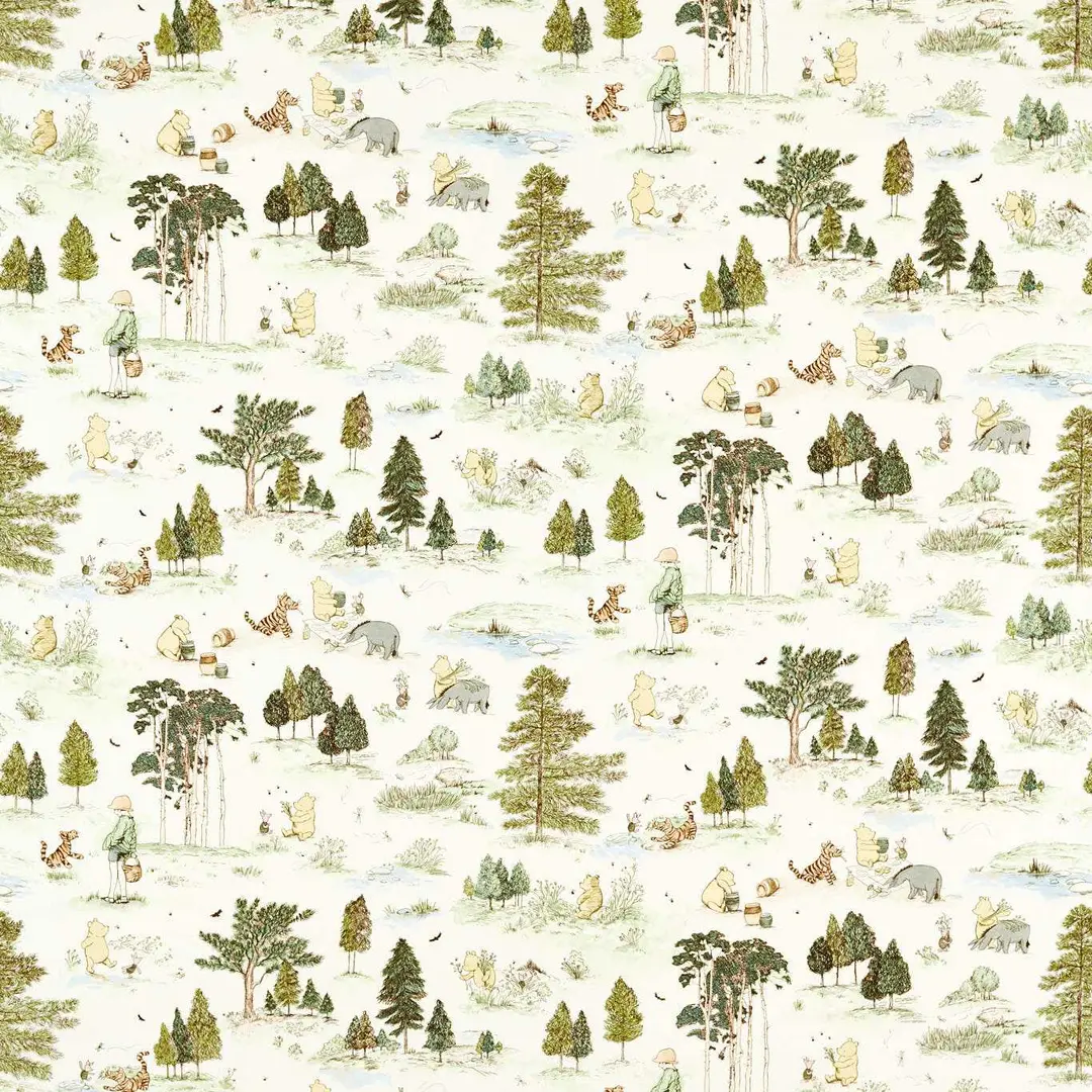 Sanderson Winnie the Pooh Wallpaper - Macaron Green