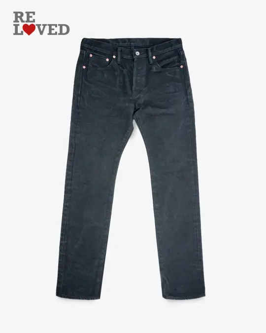 21oz Selvedge Denim Slim Tapered Cut Jeans - Superblack Non-Fade (IH-777S-SB) Tag 35, Hemmed to 34.4"