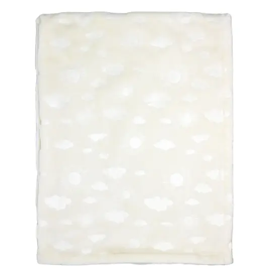 Baby Mode Baby Boys and Baby Girls Embossed Plush Minky Blanket, Ivory Sun
