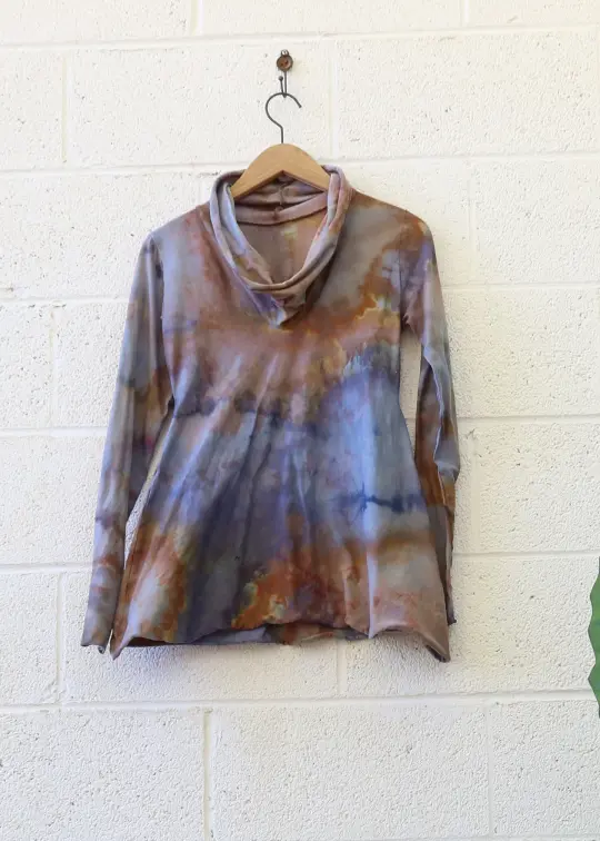 OOAK - Pilgrim Babydoll Shirt / XS / STRETCH Organic Cotton / Ice Dye (67)