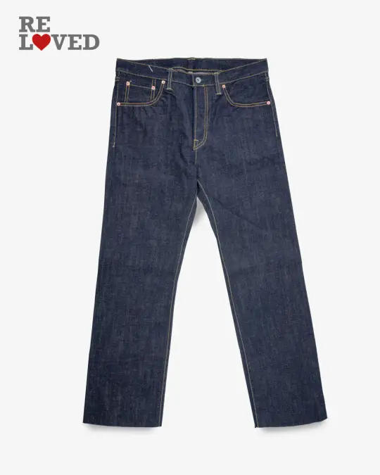 17oz Selvedge Denim Slim Straight Cut Jeans - Natural Indigo (IH-666N) Tag 36, Cut to 30.0"