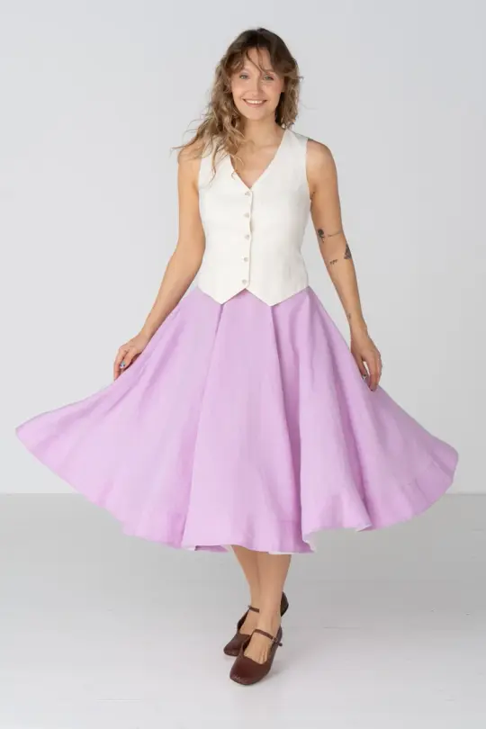 Classic – Full-Circle Linen Midi Skirt