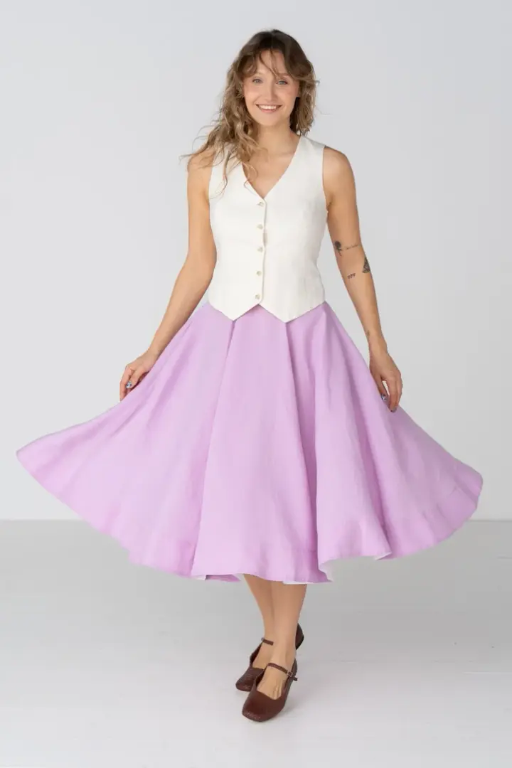 Classic – Full-Circle Linen Midi Skirt