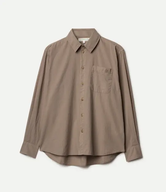 Lightweight Cotton Poplin Relaxed Fit Long Sleeve Shirt