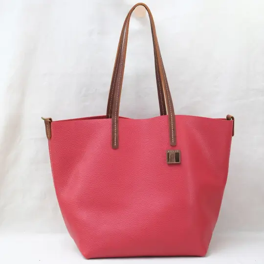 Slouchy Wide Tote in pebbled red