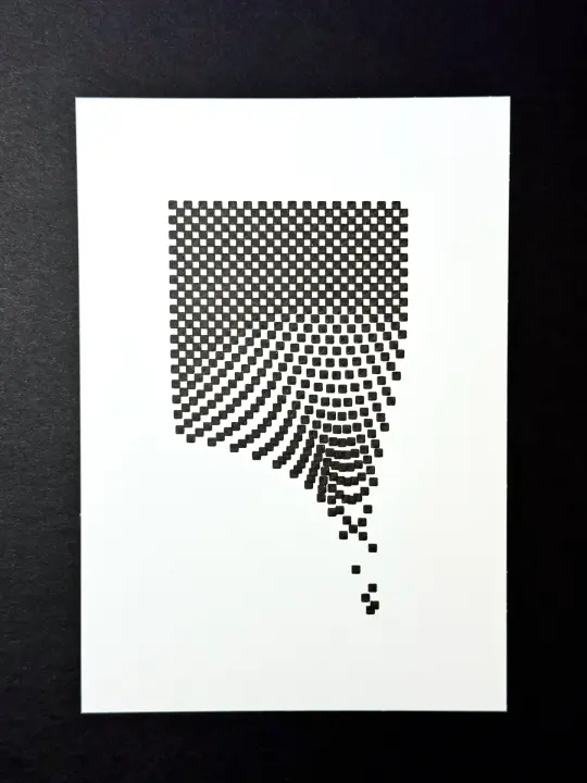 Grid Pull — 5x7" pen plot