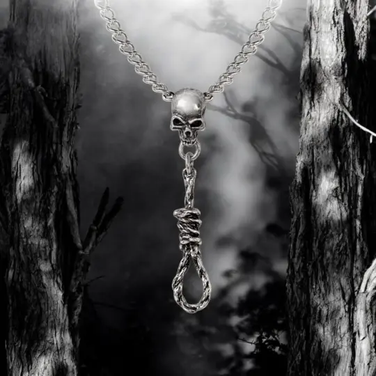 Alchemy Gothic Noose Around Your Neck Pendant in Antiqued Pewter