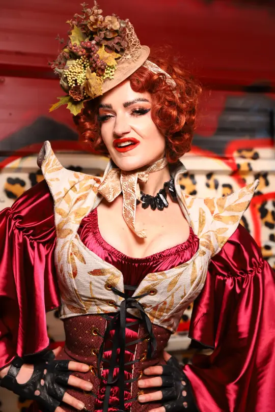 Cropped Faerie Corset in Cream & Golden Leave - The Lipstick and Caviar Collection