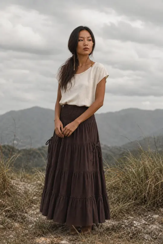 Hana Maxi Pocket Skirt Dark Brown
