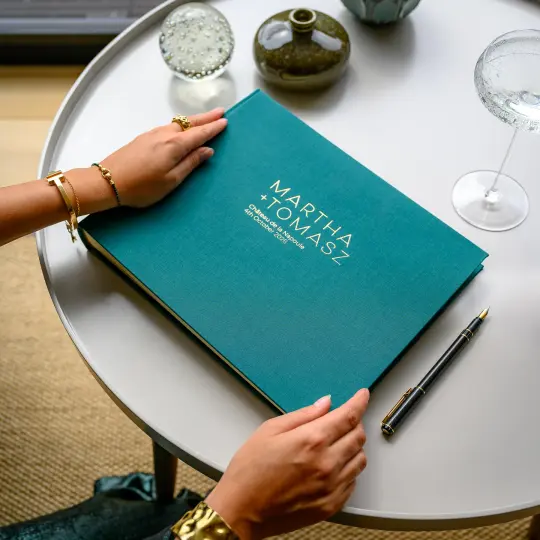 Sleek Personalised Wedding Guest Book, Linen-Bound