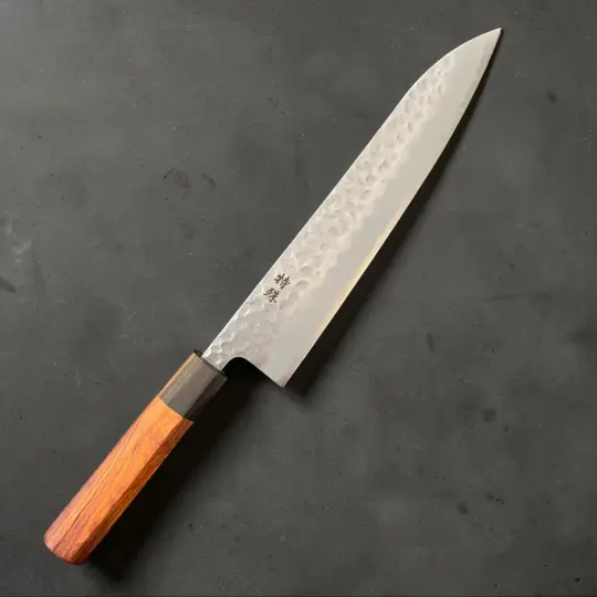 Tokushu Knife White #2 Stainless-Clad Tsuchime Gyuto 240mm with Rosewood & Ebony Handle